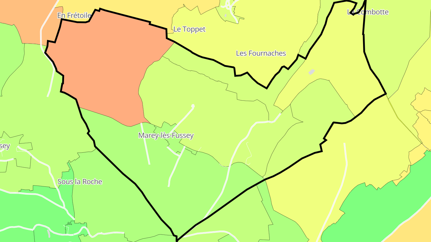 Carte des prix de l'immobilier Marey-lès-Fussey