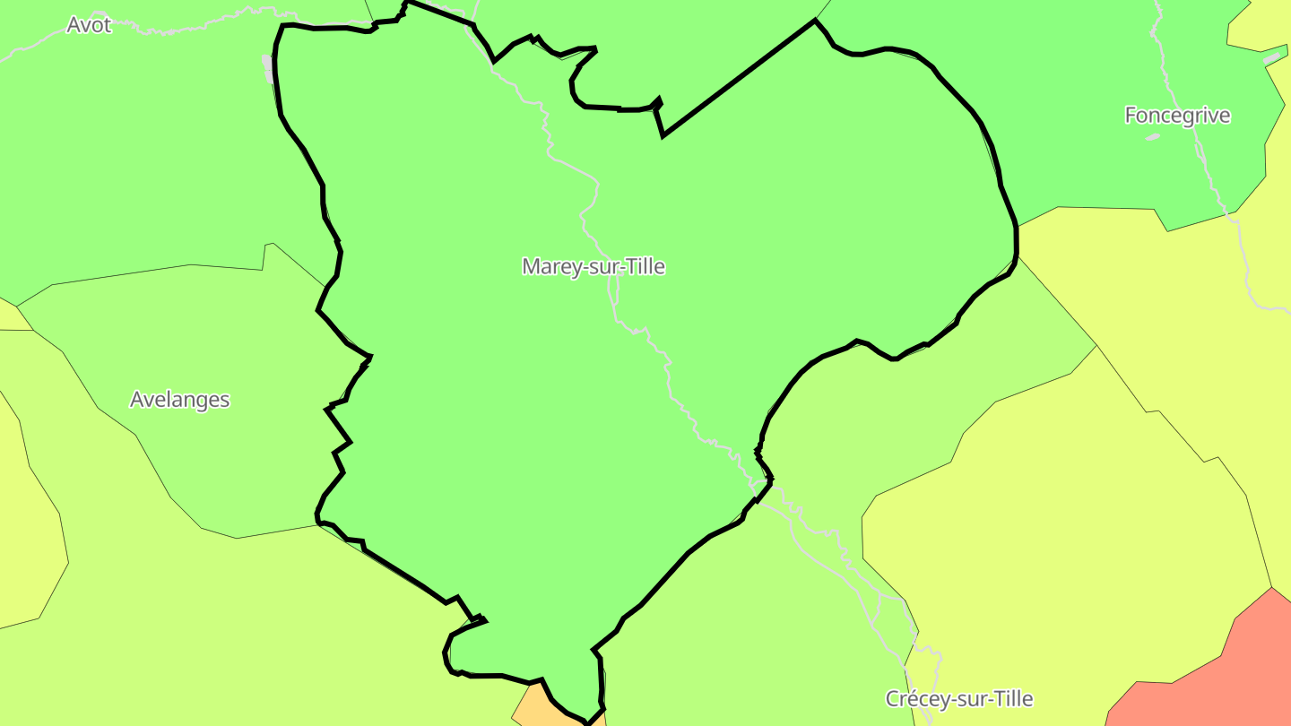 Carte des prix de l'immobilier Marey-sur-Tille