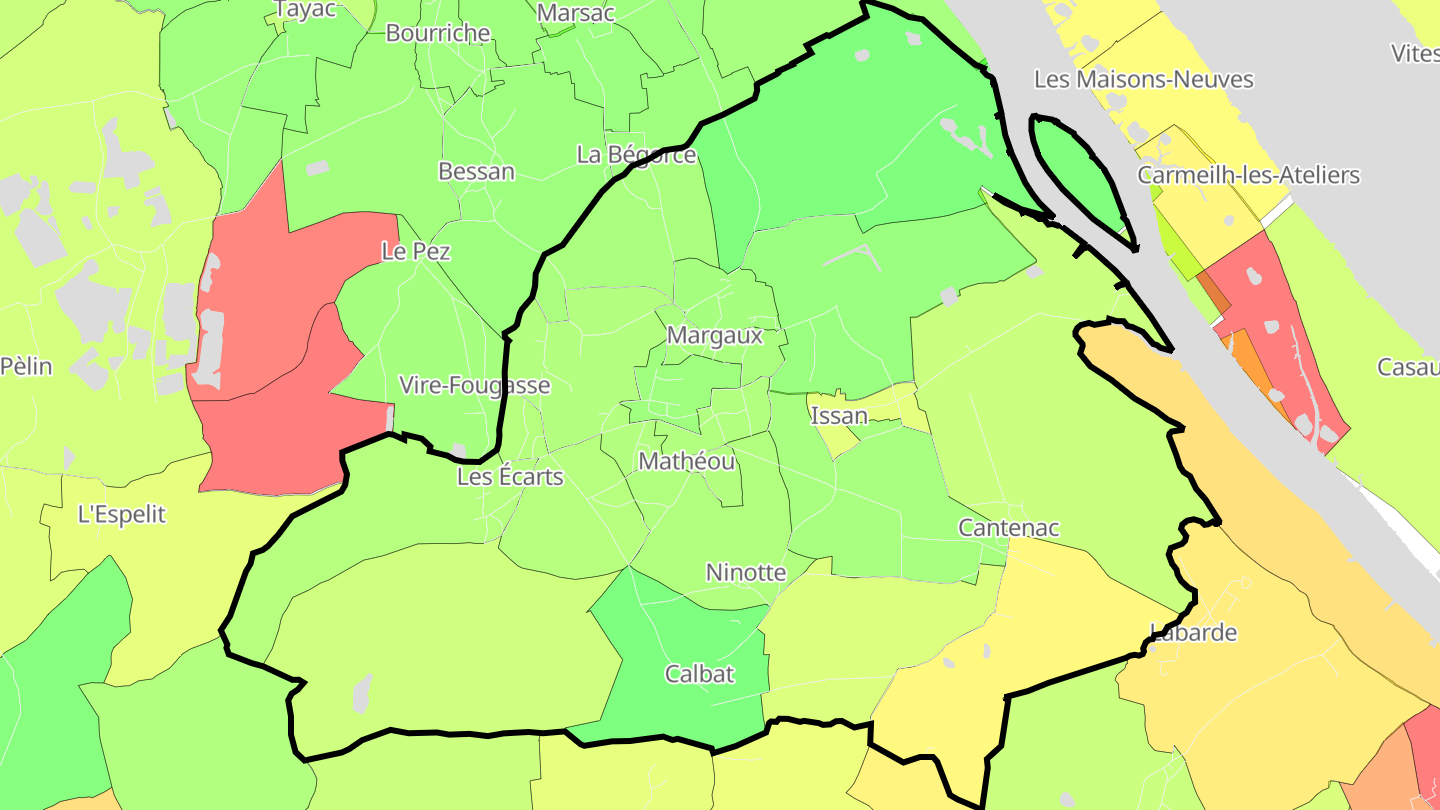 Carte des prix de l'immobilier Margaux-Cantenac