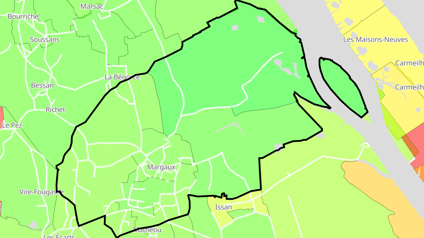 Carte des prix de l'immobilier Margaux