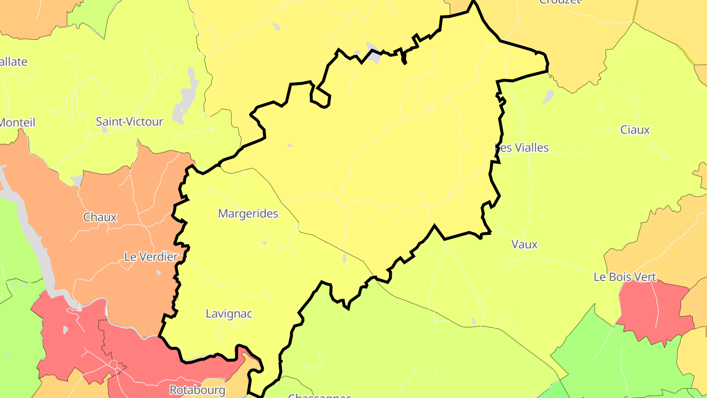 Carte des prix de l'immobilier Margerides