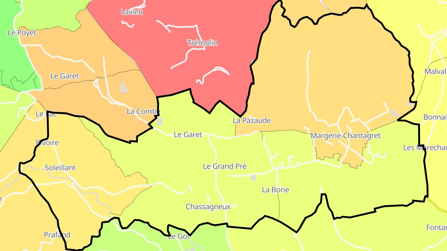 Carte des prix de l'immobilier Margerie-Chantagret