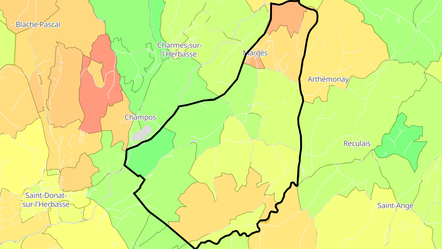 Carte des prix de l'immobilier Margès