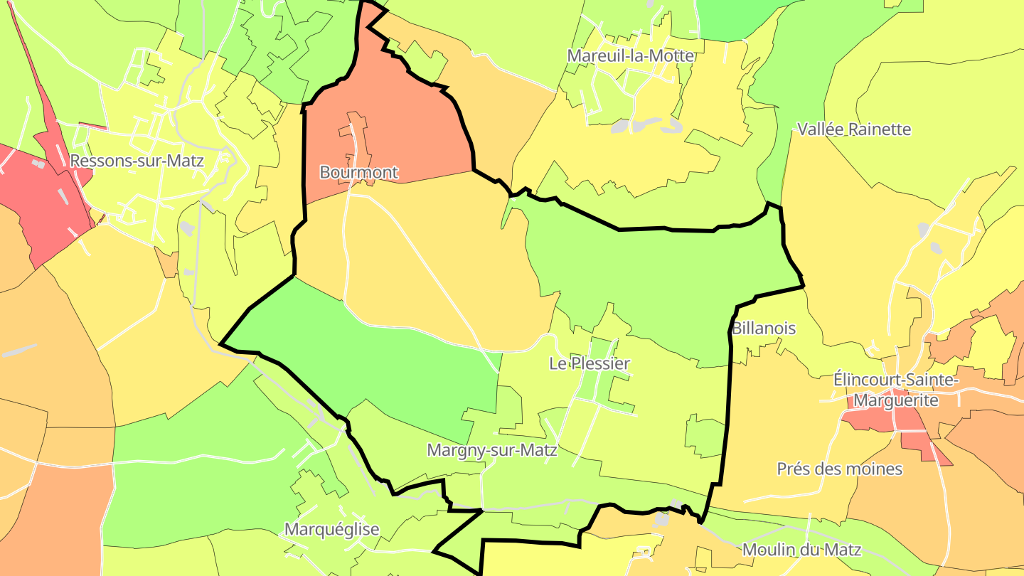 Carte des prix de l'immobilier Margny-sur-Matz