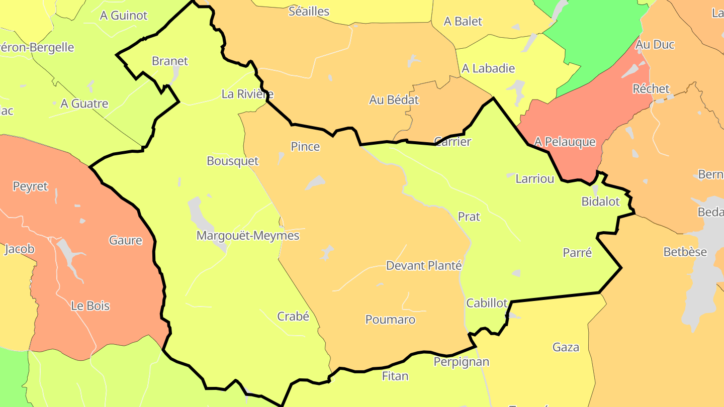 Carte des prix de l'immobilier Margouët-Meymes
