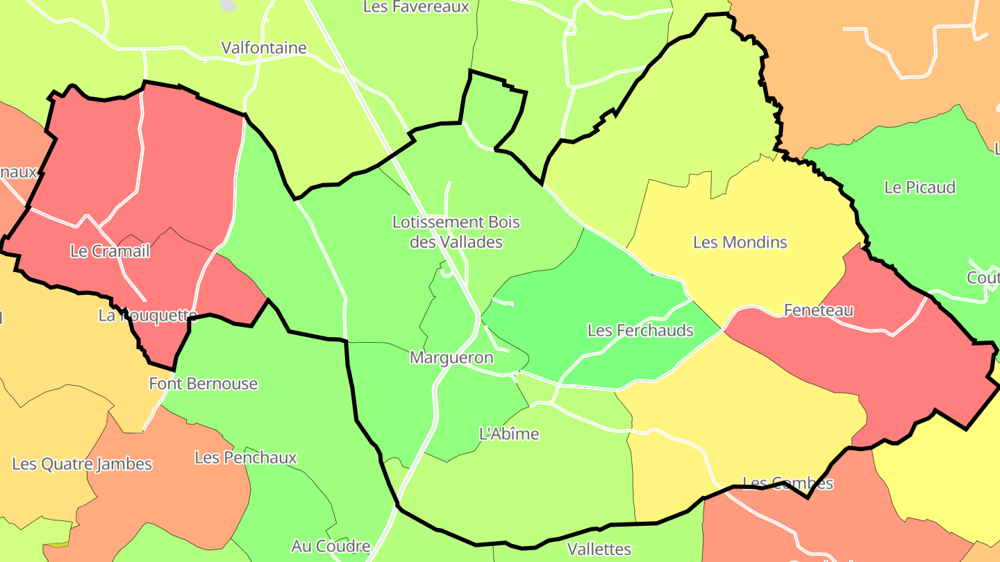 Carte des prix de l'immobilier Margueron