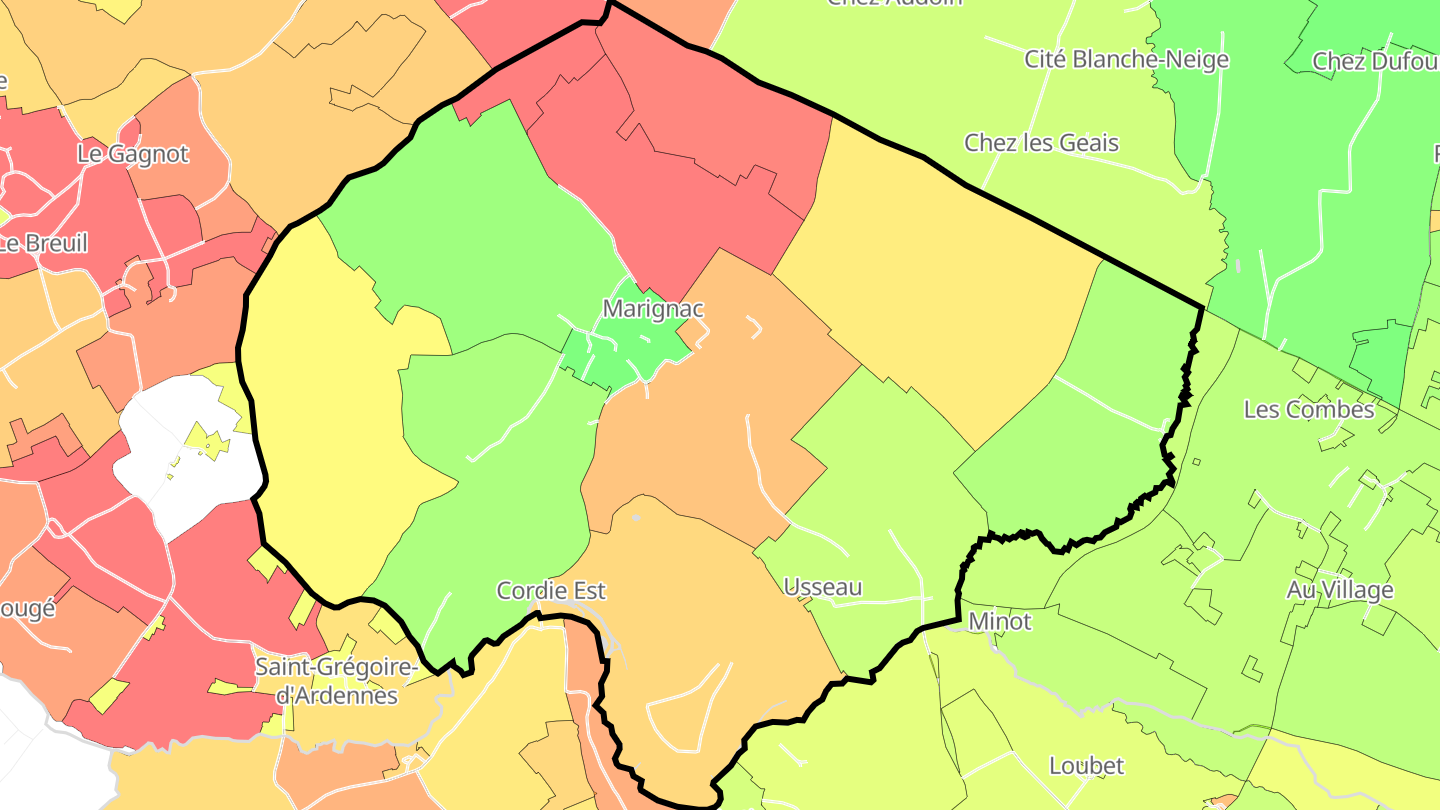 Carte des prix de l'immobilier Marignac