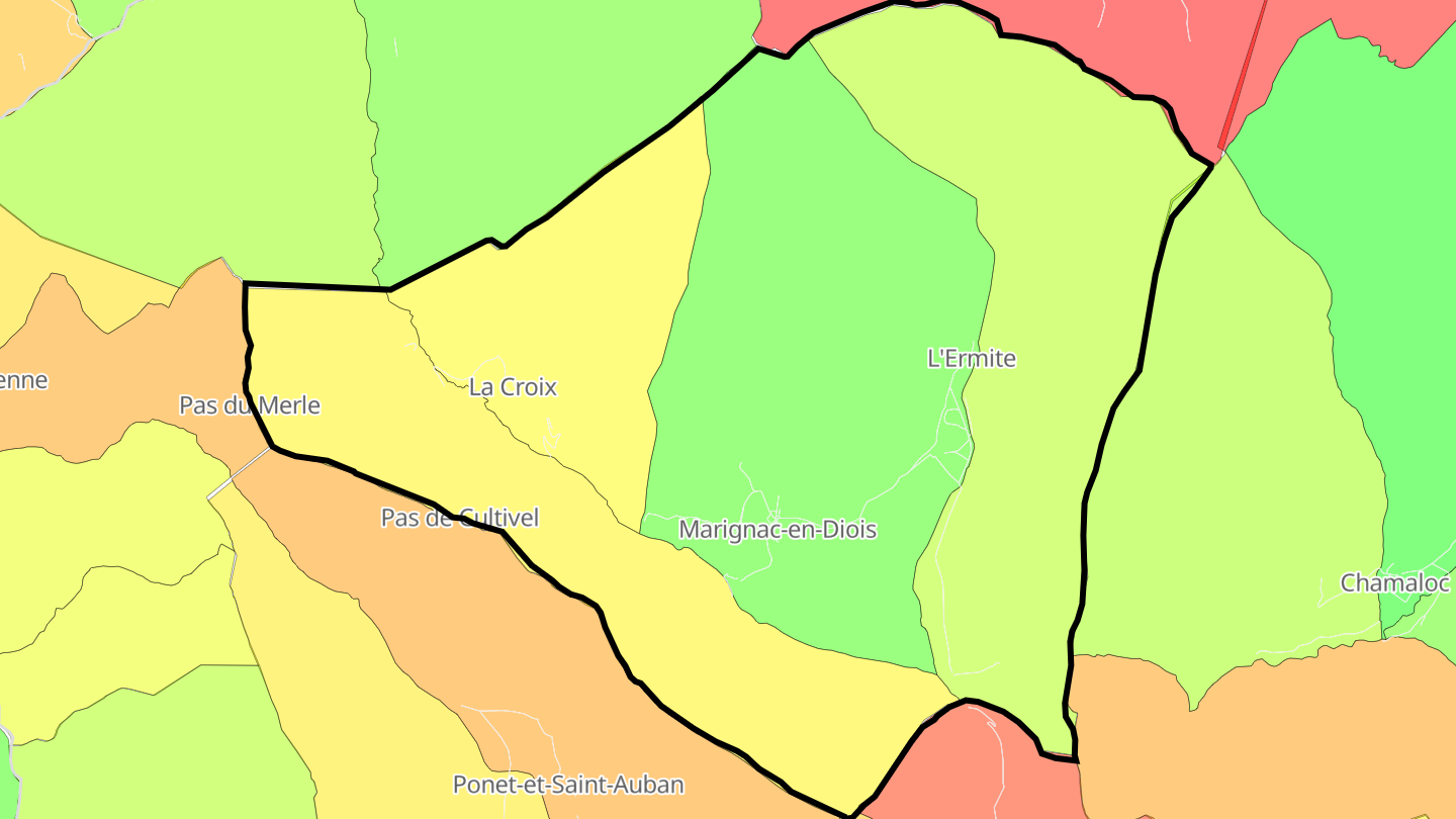 Carte des prix de l'immobilier Marignac-en-Diois
