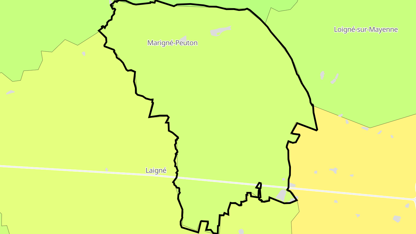 Carte des prix de l'immobilier Marigné-Peuton
