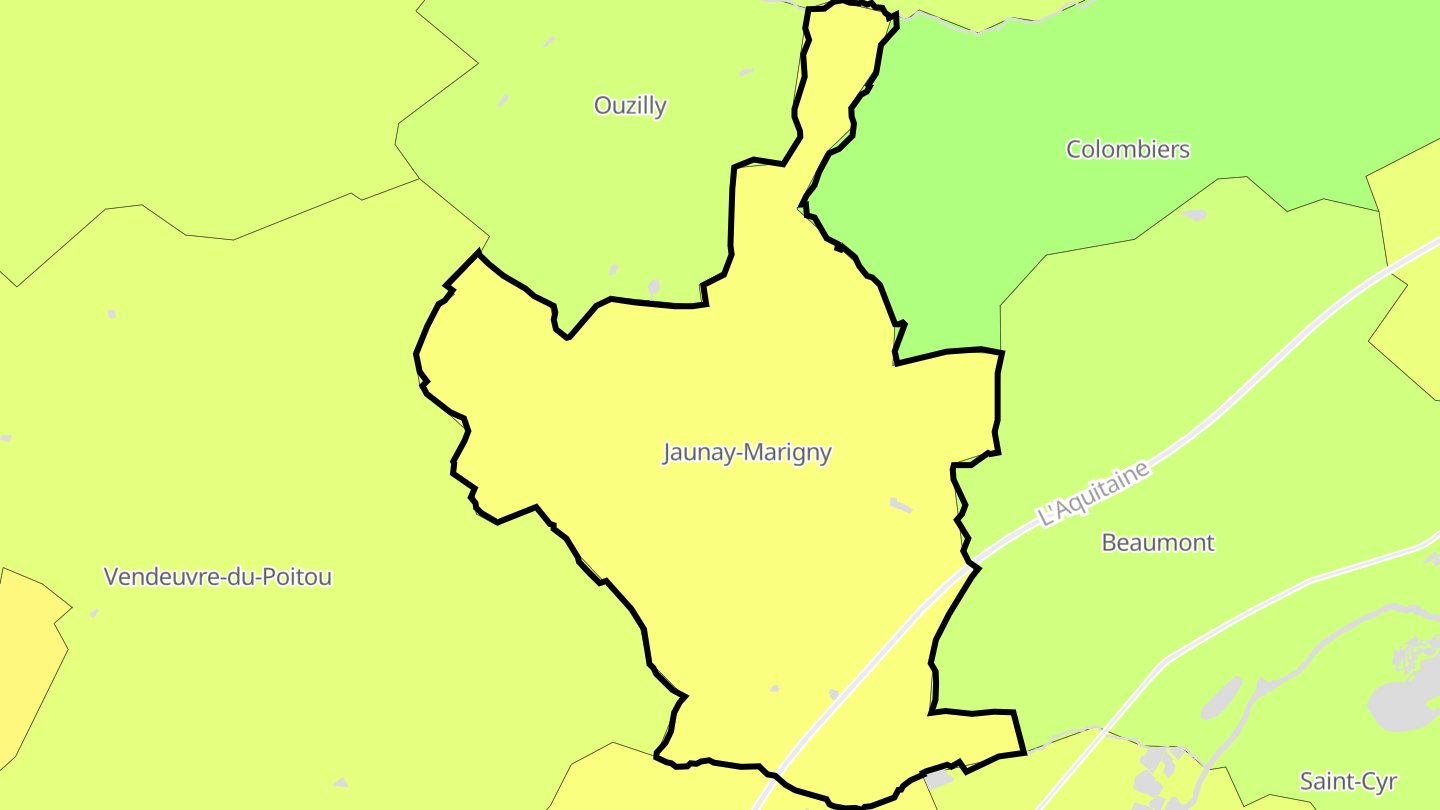 Carte des prix de l'immobilier Marigny-Brizay