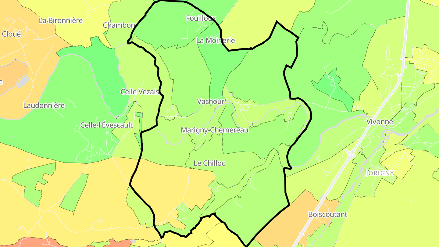 Carte des prix de l'immobilier Marigny-Chemereau