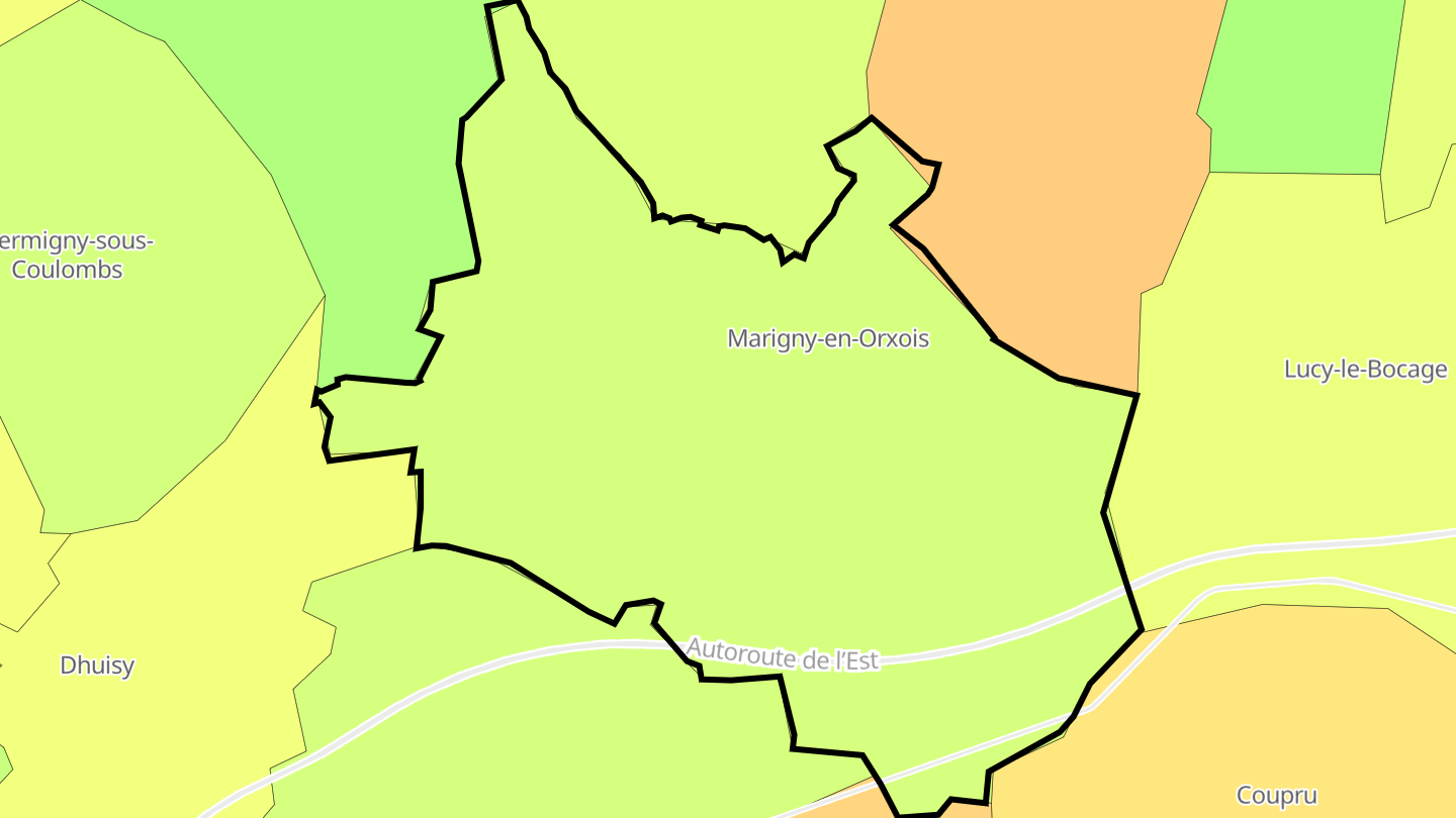 Carte des prix de l'immobilier Marigny-en-Orxois