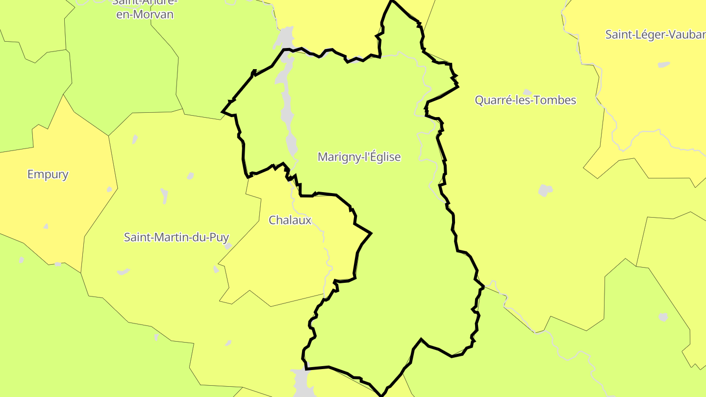 Carte des prix de l'immobilier Marigny-l'Église
