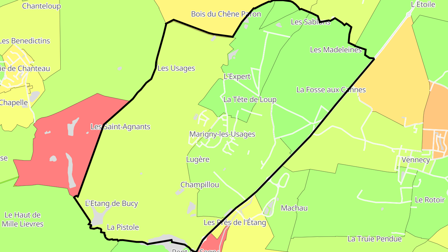 Carte des prix de l'immobilier Marigny-les-Usages