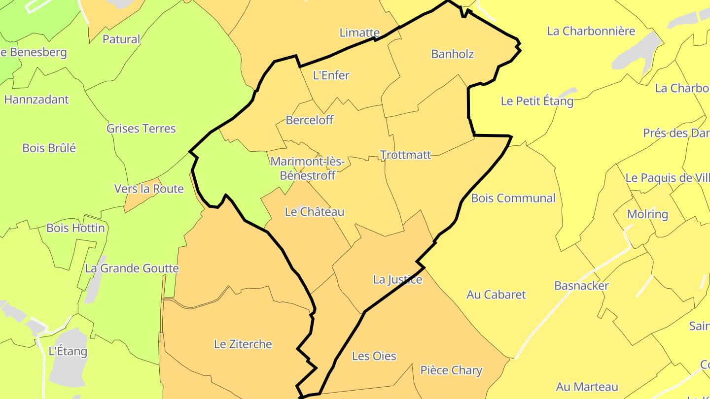 Carte des prix de l'immobilier Marimont-lès-Bénestroff