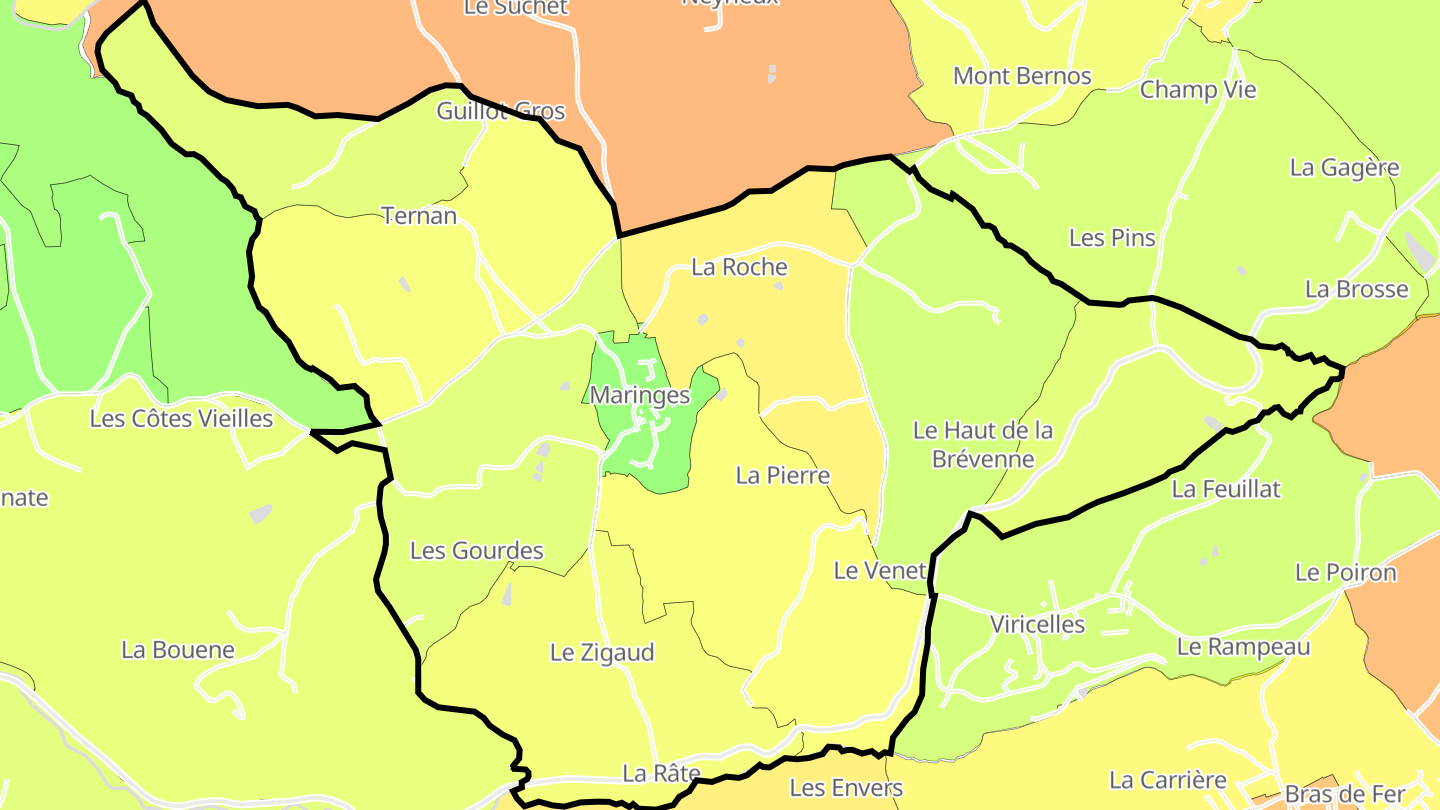 Carte des prix de l'immobilier Maringes