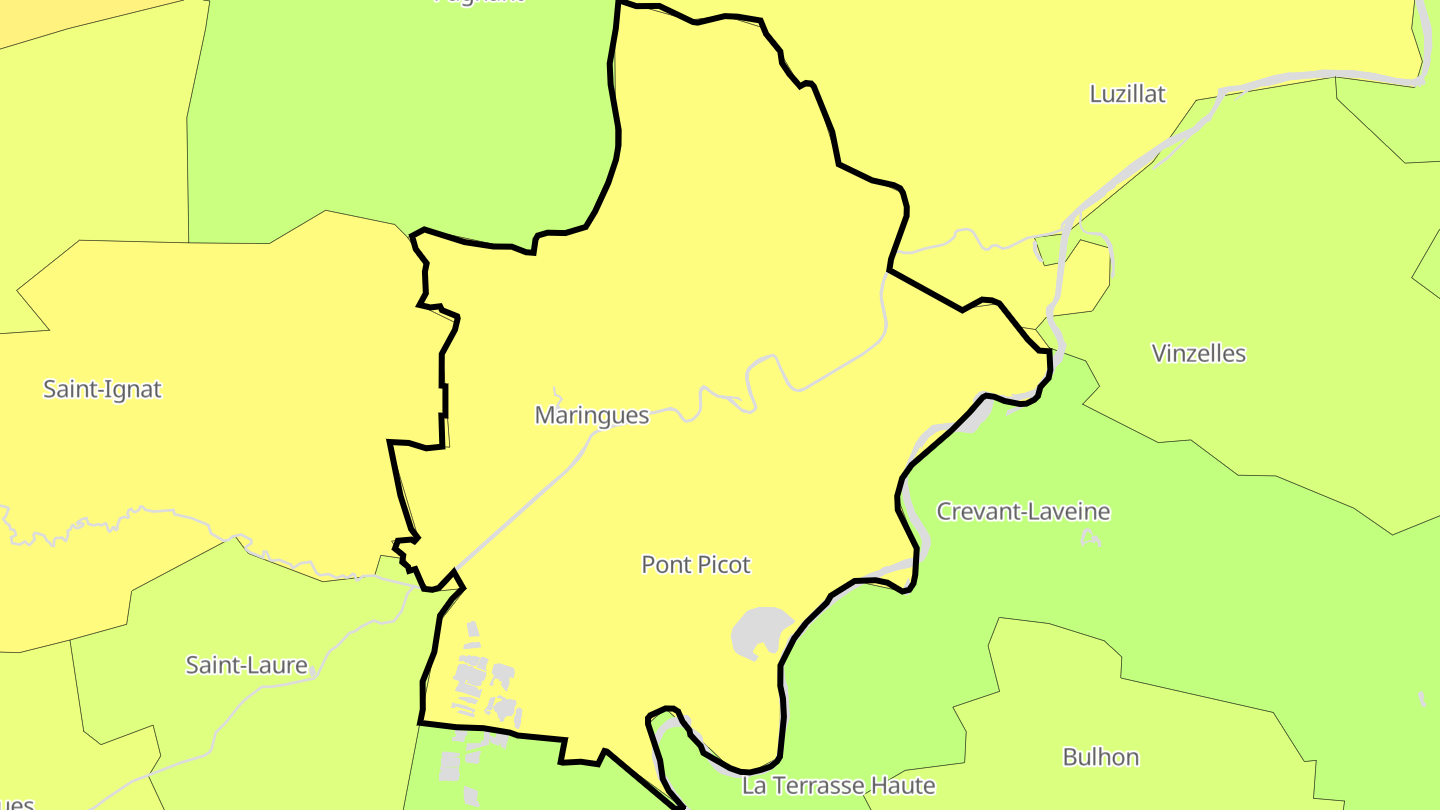 Carte des prix de l'immobilier Maringues