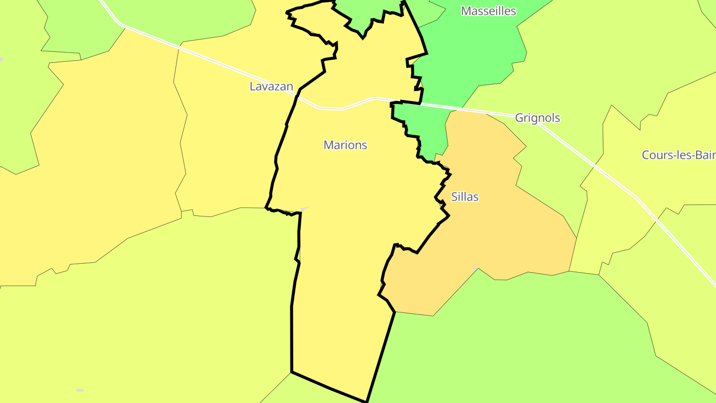 Carte des prix de l'immobilier Marions