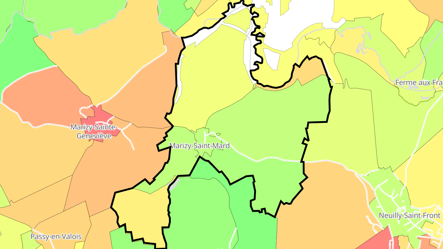 Carte des prix de l'immobilier Marizy-Saint-Mard