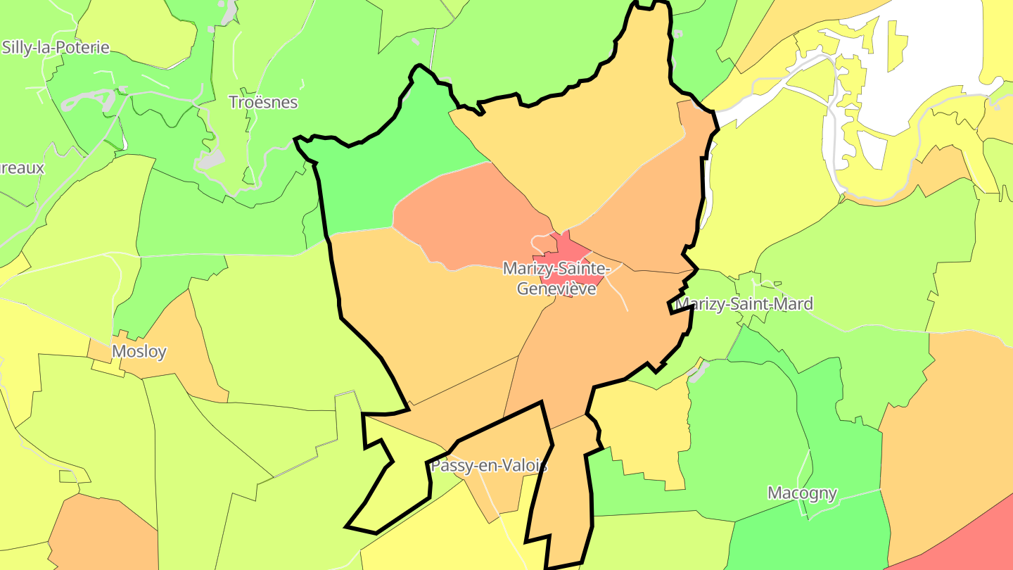 Carte des prix de l'immobilier Marizy-Sainte-Geneviève