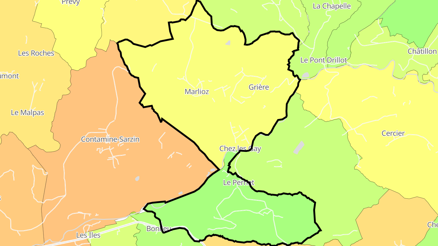 Carte des prix de l'immobilier Marlioz