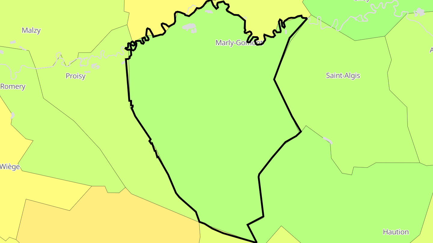Carte des prix de l'immobilier Marly-Gomont