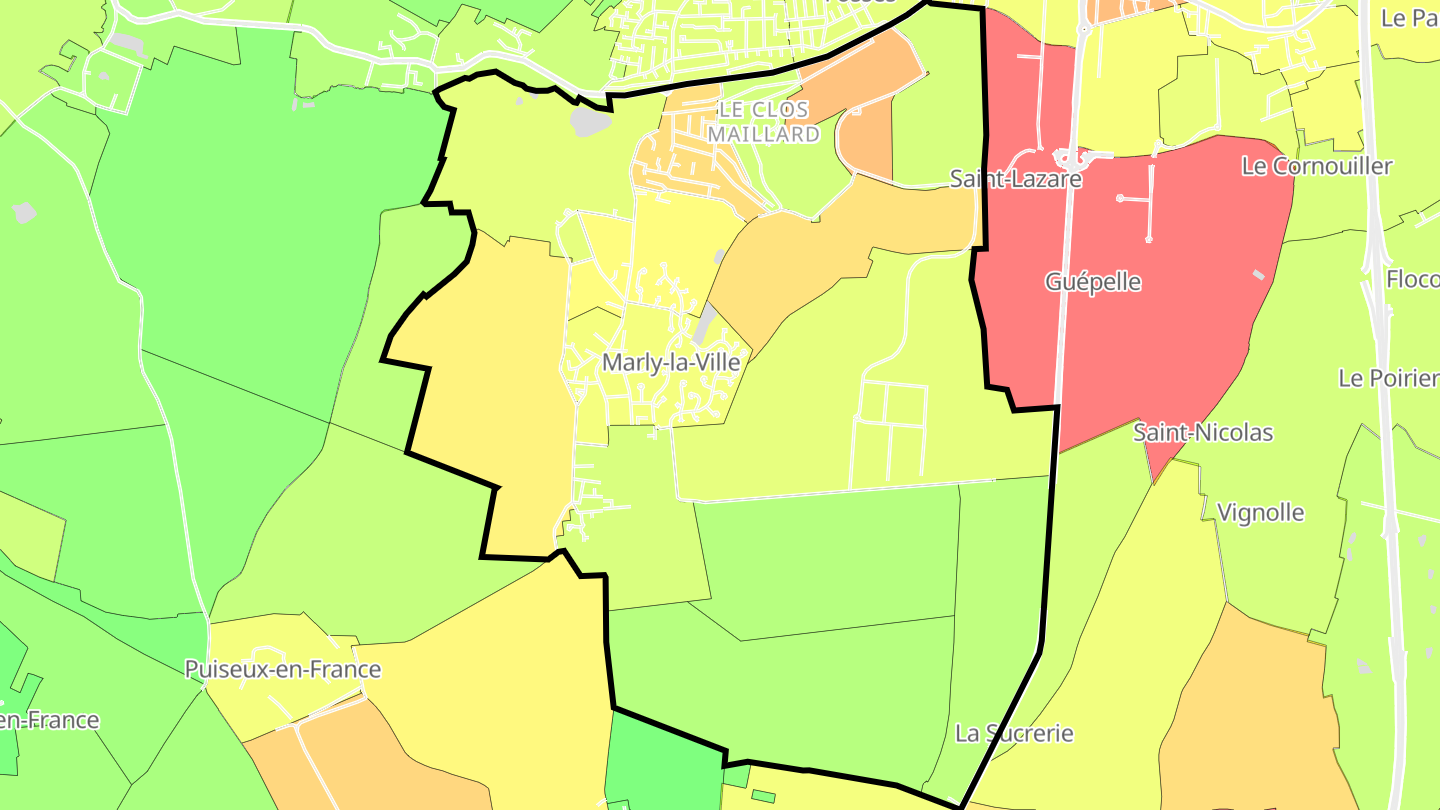 Carte des prix de l'immobilier Marly-la-Ville