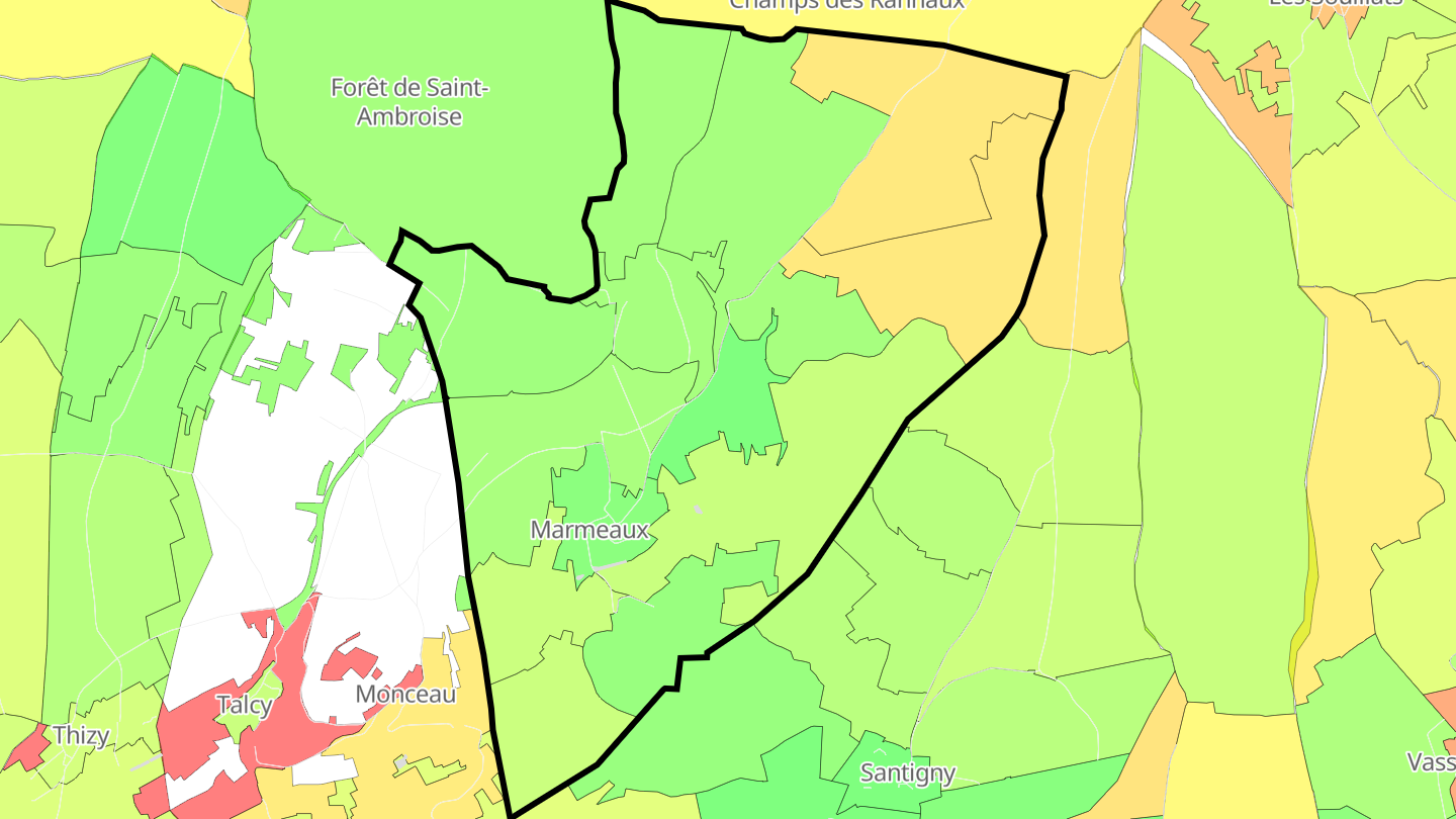 Carte des prix de l'immobilier Marmeaux