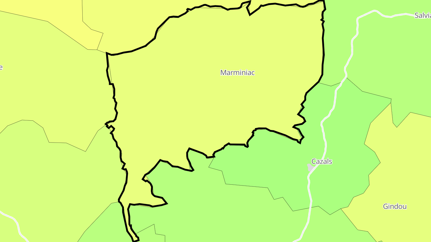 Carte des prix de l'immobilier Marminiac