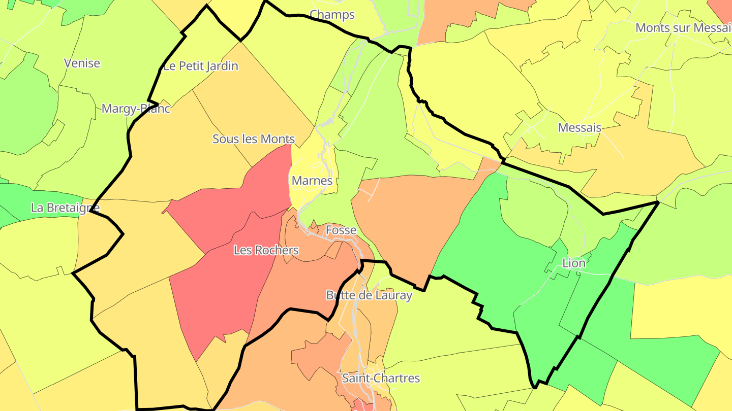 Carte des prix de l'immobilier Marnes