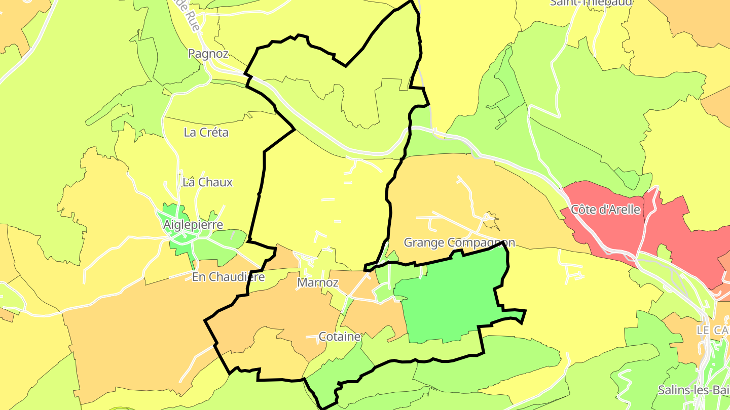 Carte des prix de l'immobilier Marnoz