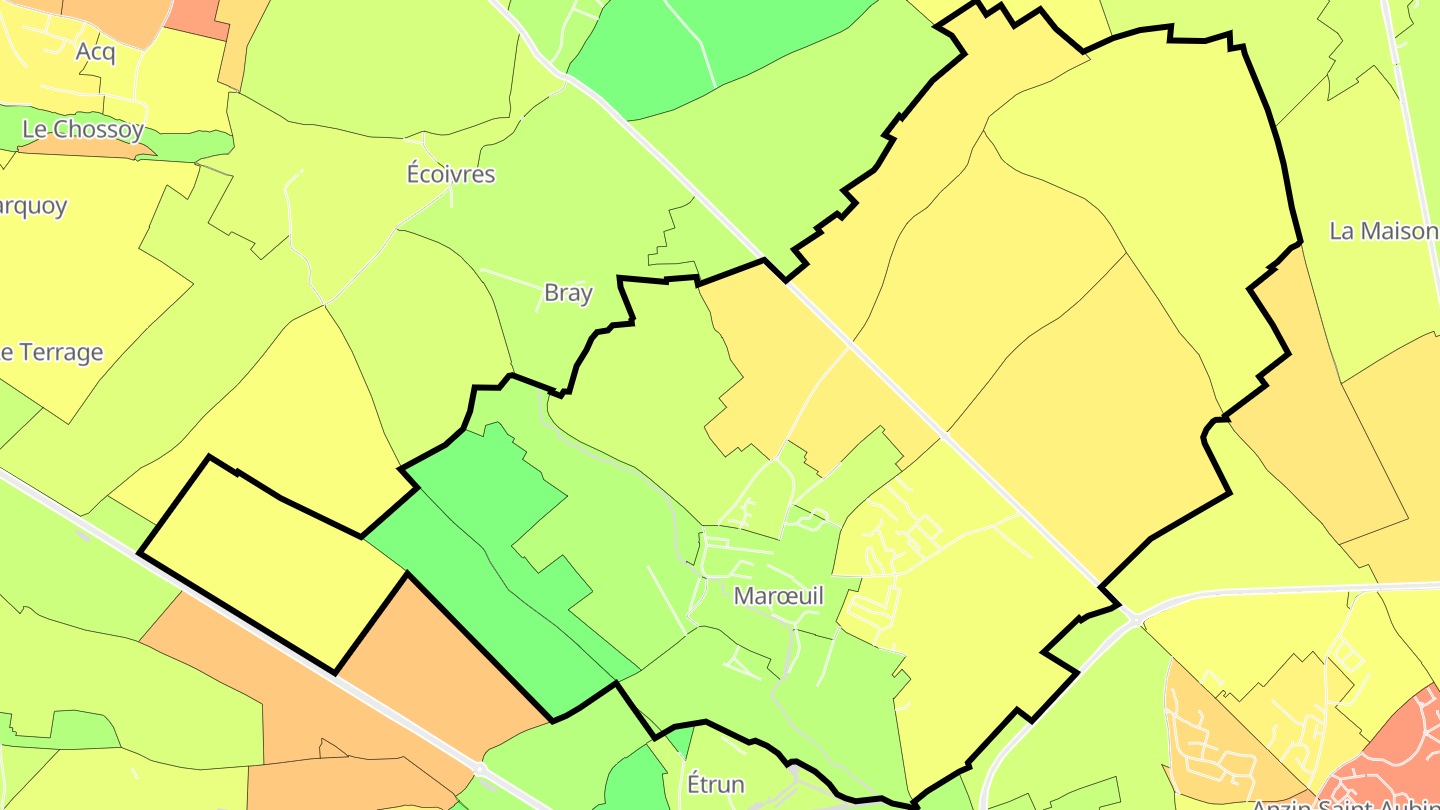 Carte des prix de l'immobilier Marœuil