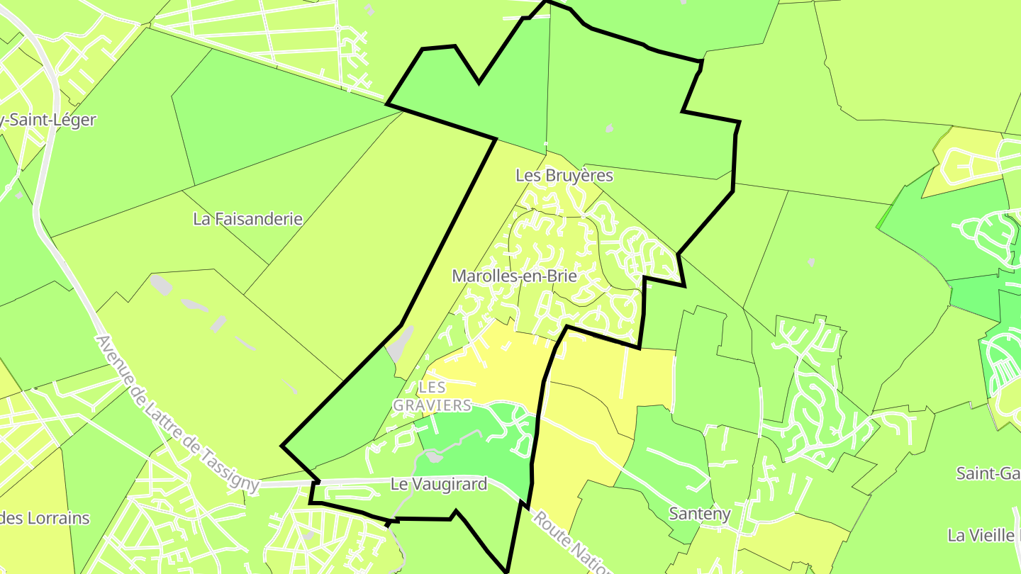 Carte des prix de l'immobilier Marolles-en-Brie