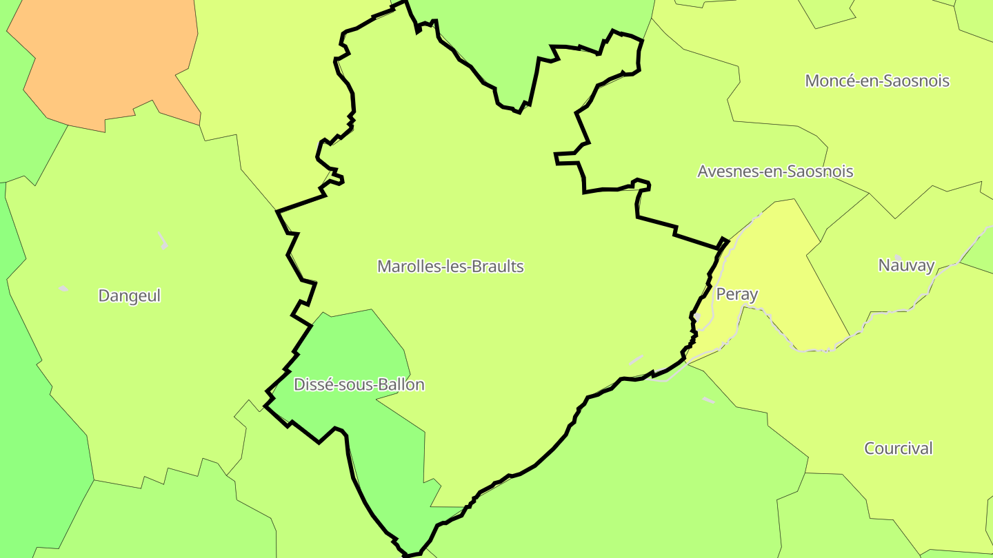 Carte des prix de l'immobilier Marolles-les-Braults