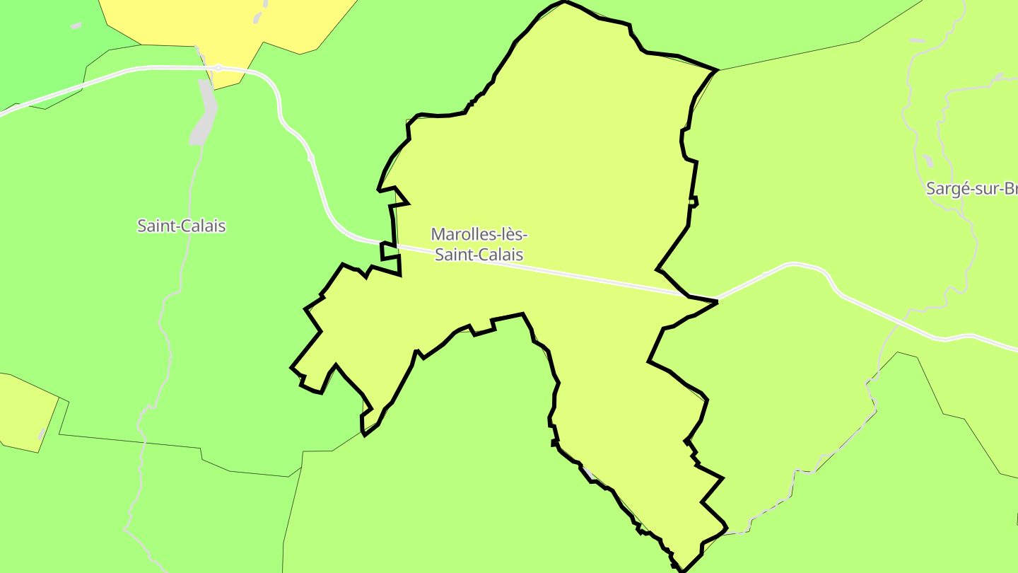 Carte des prix de l'immobilier Marolles-lès-Saint-Calais