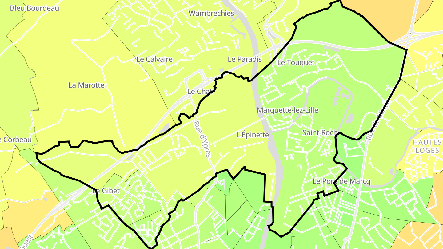 Carte des prix de l'immobilier Marquette-lez-Lille