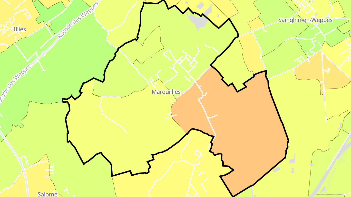 Carte des prix de l'immobilier Marquillies