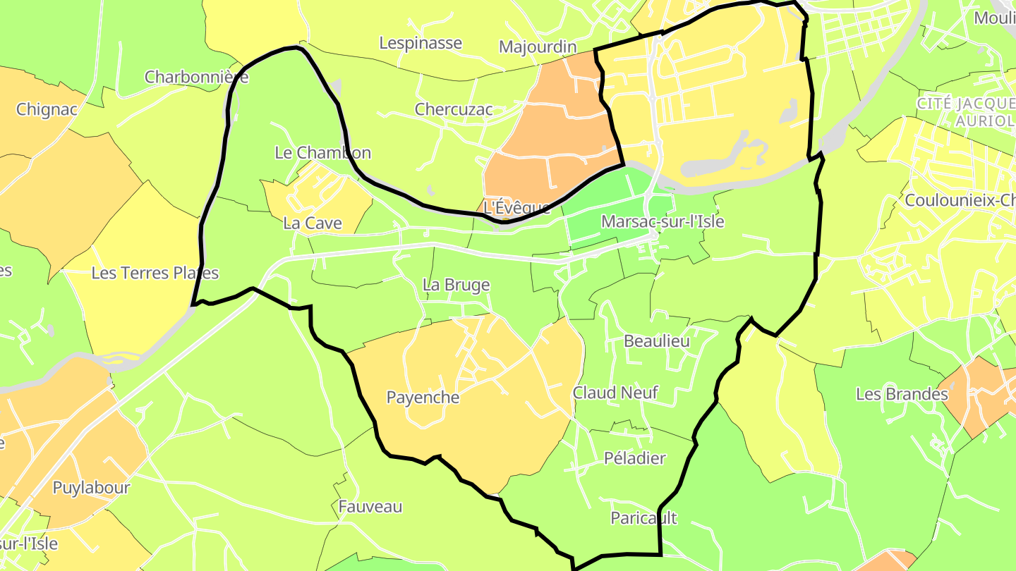 Carte des prix de l'immobilier Marsac-sur-l'Isle