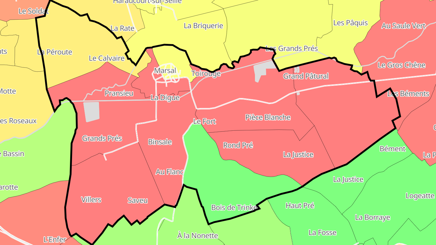 Carte des prix de l'immobilier Marsal