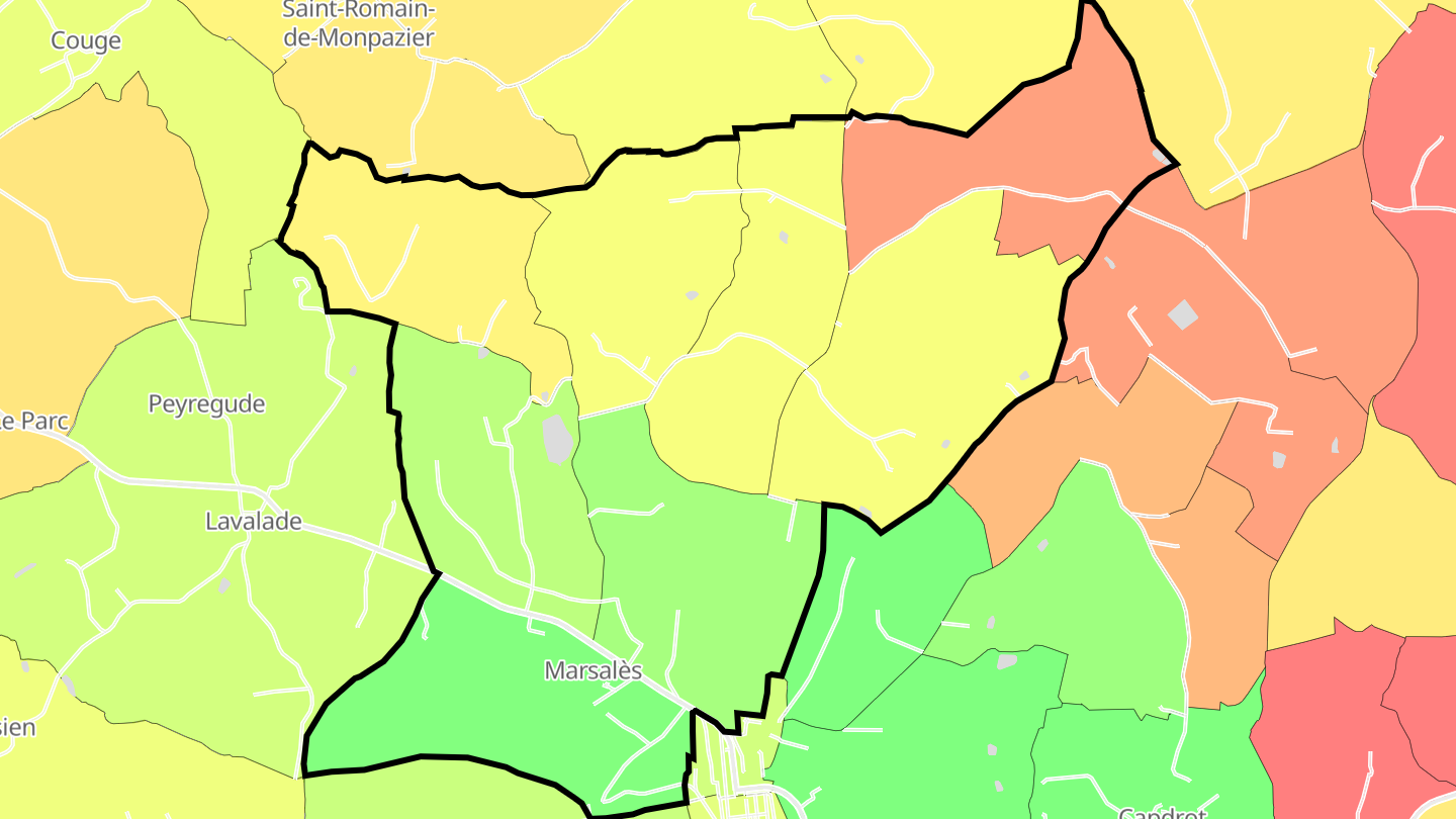 Carte des prix de l'immobilier Marsalès
