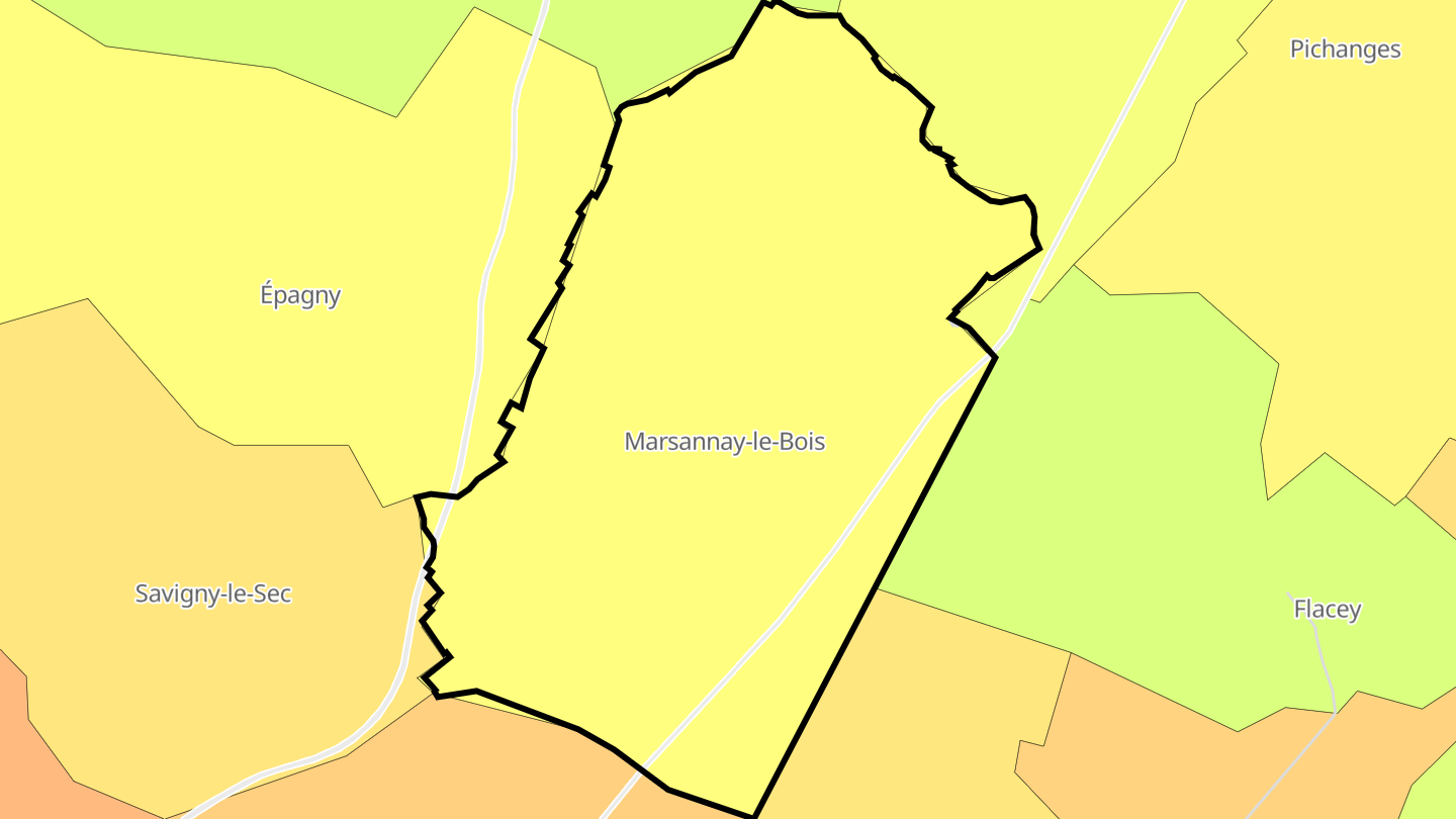 Carte des prix de l'immobilier Marsannay-le-Bois