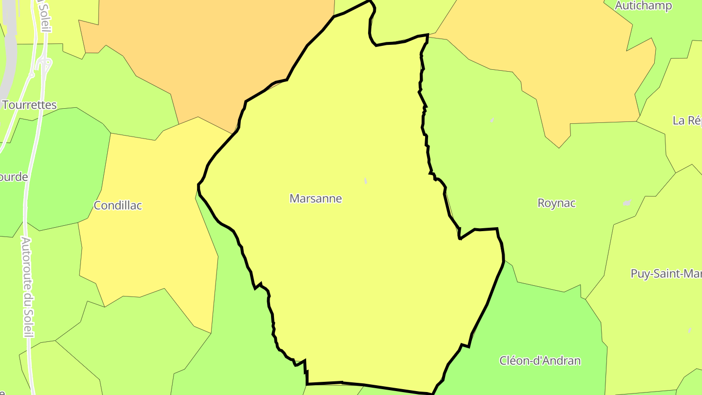 Carte des prix de l'immobilier Marsanne