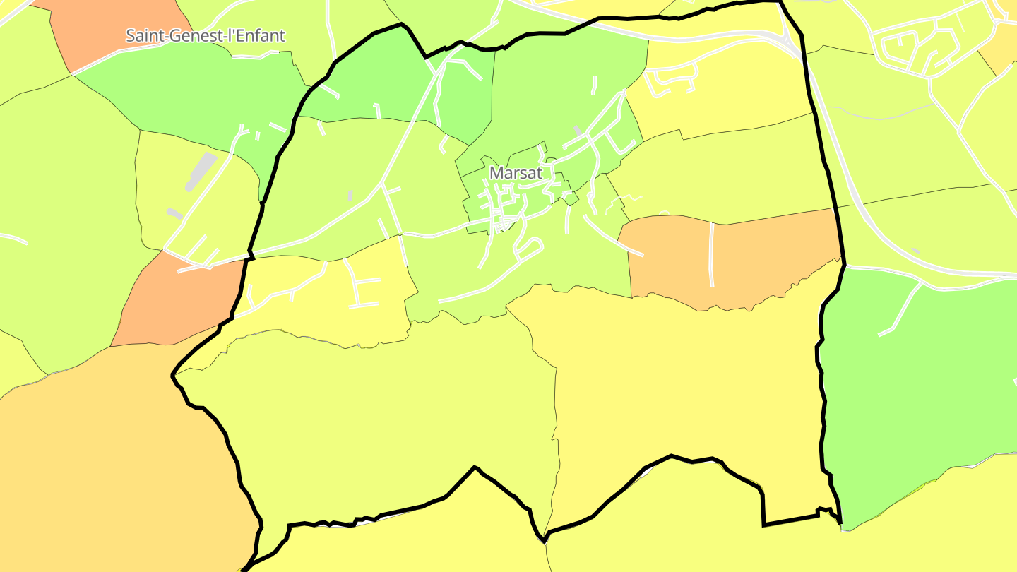 Carte des prix de l'immobilier Marsat