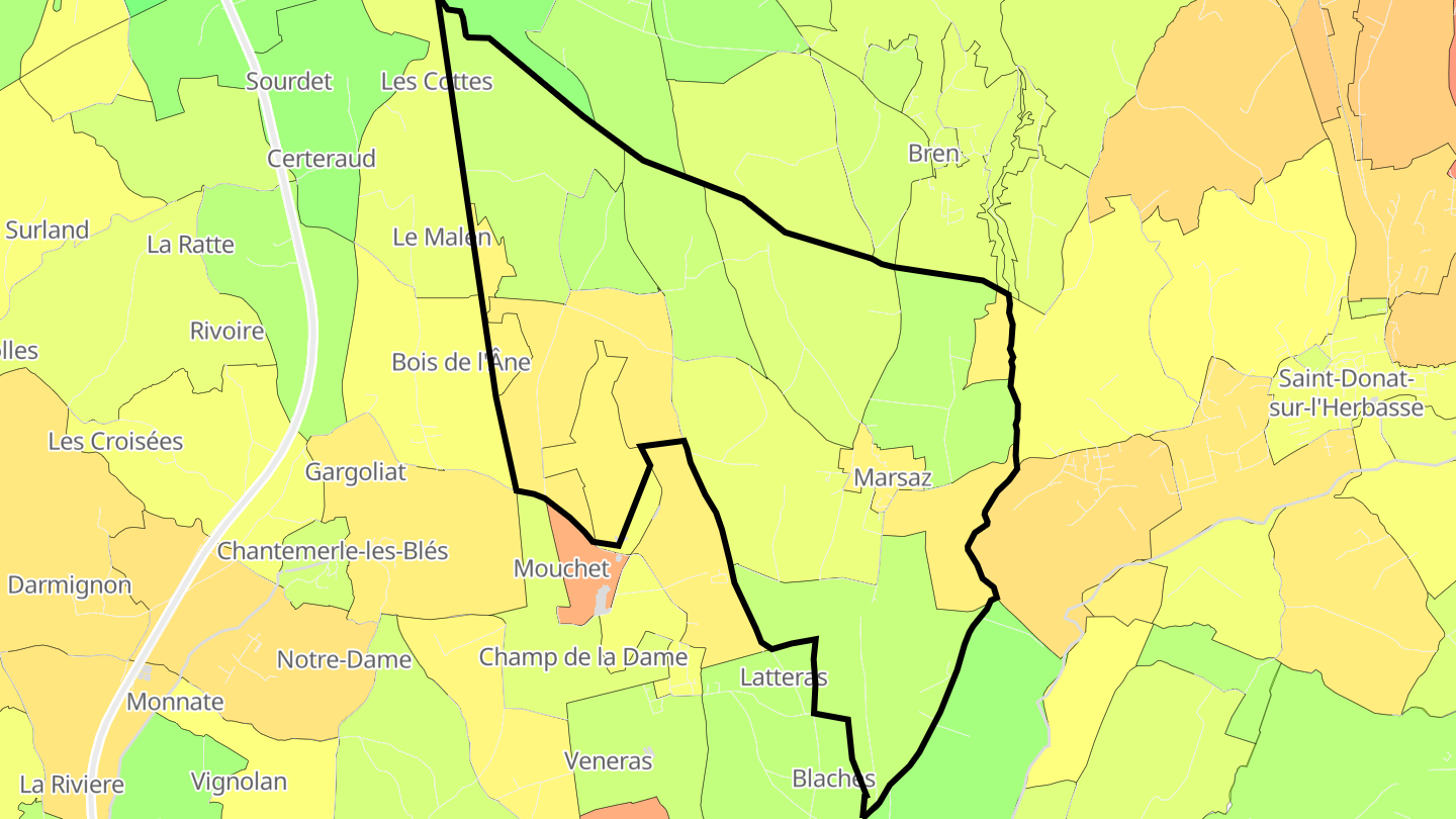Carte des prix de l'immobilier Marsaz
