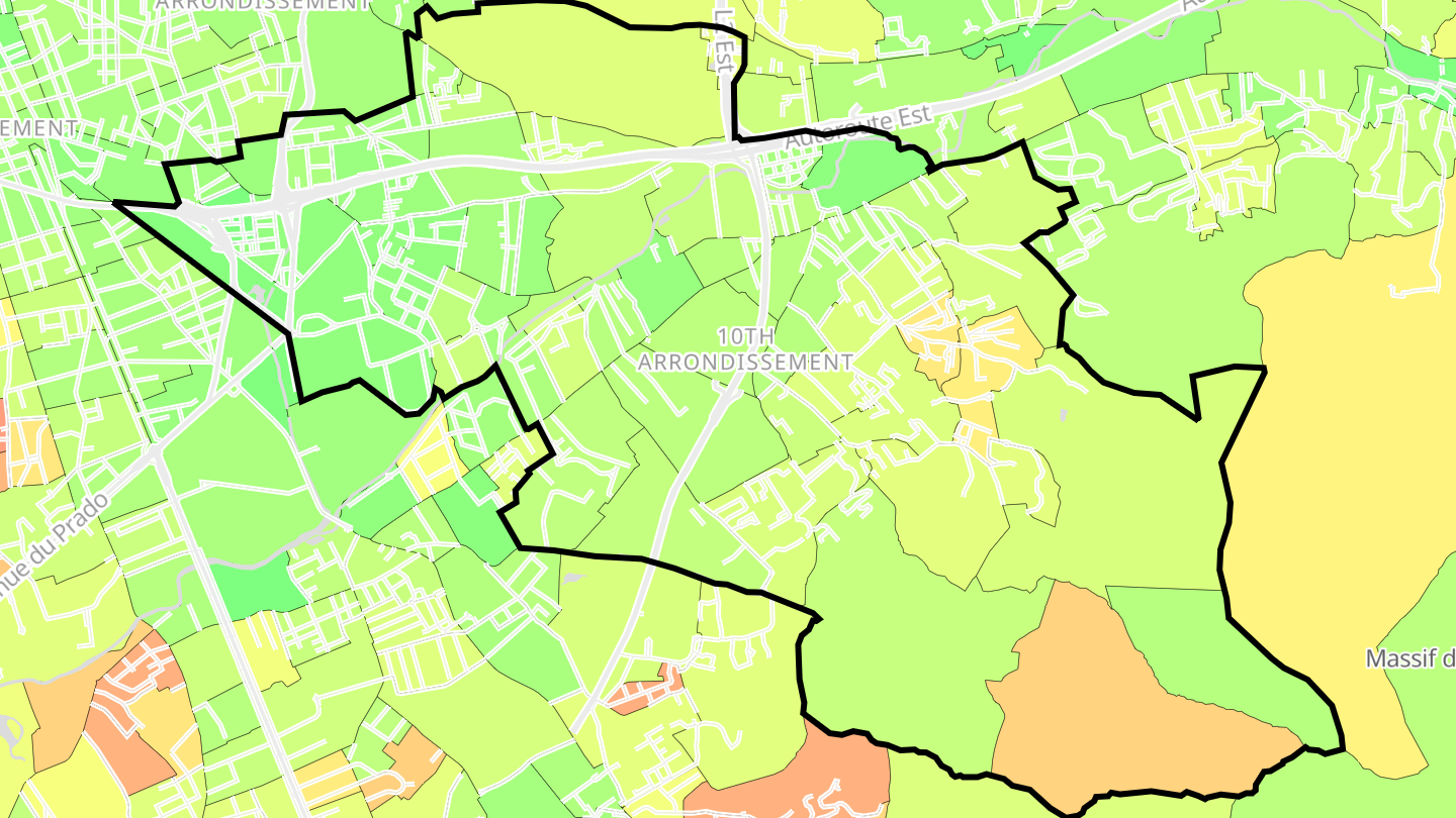 Carte des prix de l'immobilier Marseille 10e Arrondissement