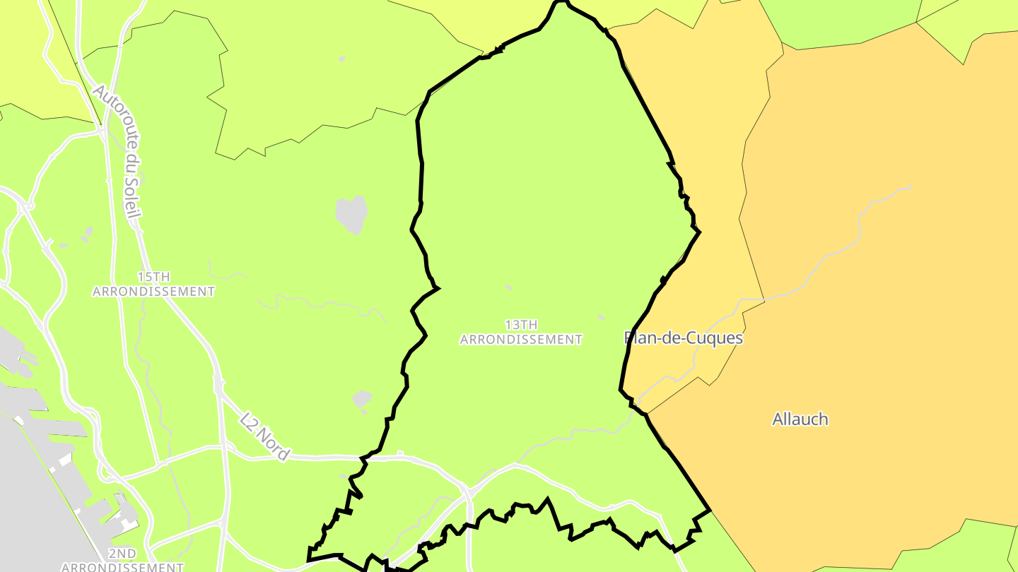 Carte des prix de l'immobilier Marseille 13e Arrondissement