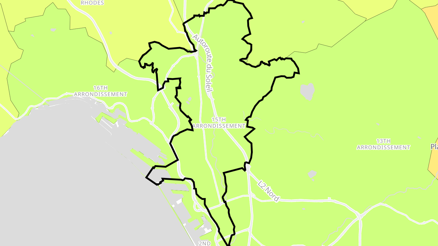 Carte des prix de l'immobilier Marseille 15e Arrondissement
