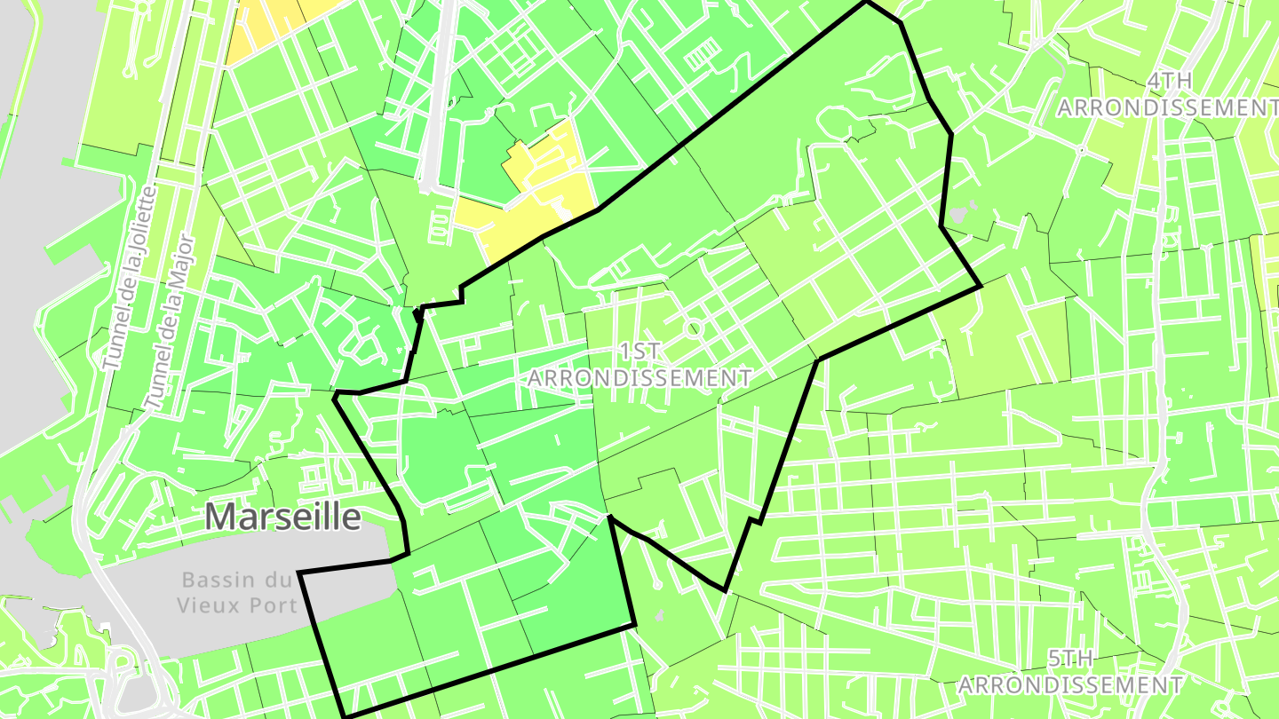 Carte des prix de l'immobilier Marseille 1er Arrondissement