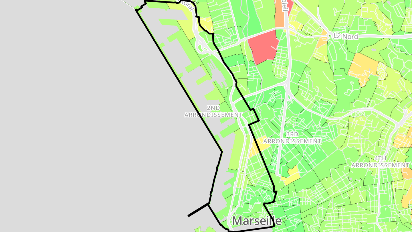 Carte des prix de l'immobilier Marseille 2e Arrondissement