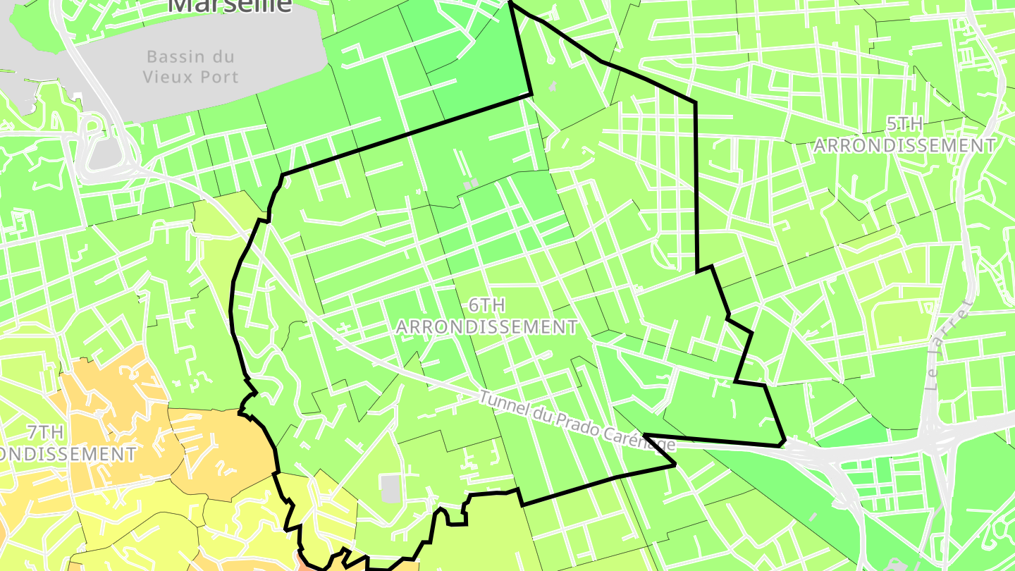 Carte des prix de l'immobilier Marseille 6e Arrondissement